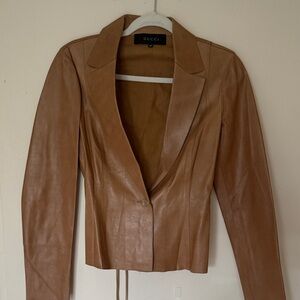 Gucci, leather calf, skin camel jacket